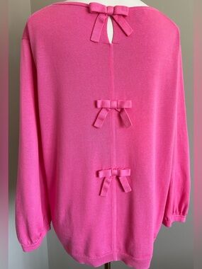 NWOT - Talbots “Bonnie Bows” Pullover Sweater in Pink